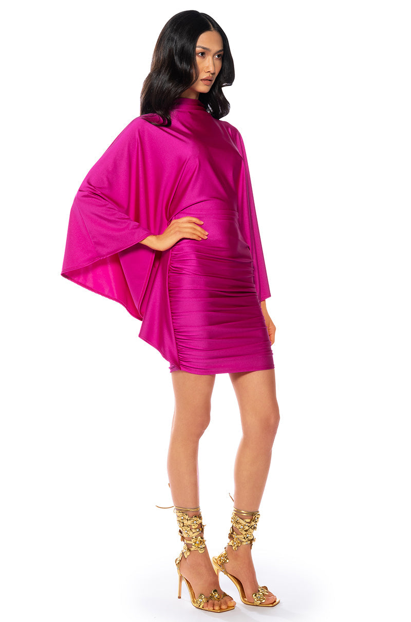 LIKE A STATUE BUTTERFLY SLEEVE MINI DRESS