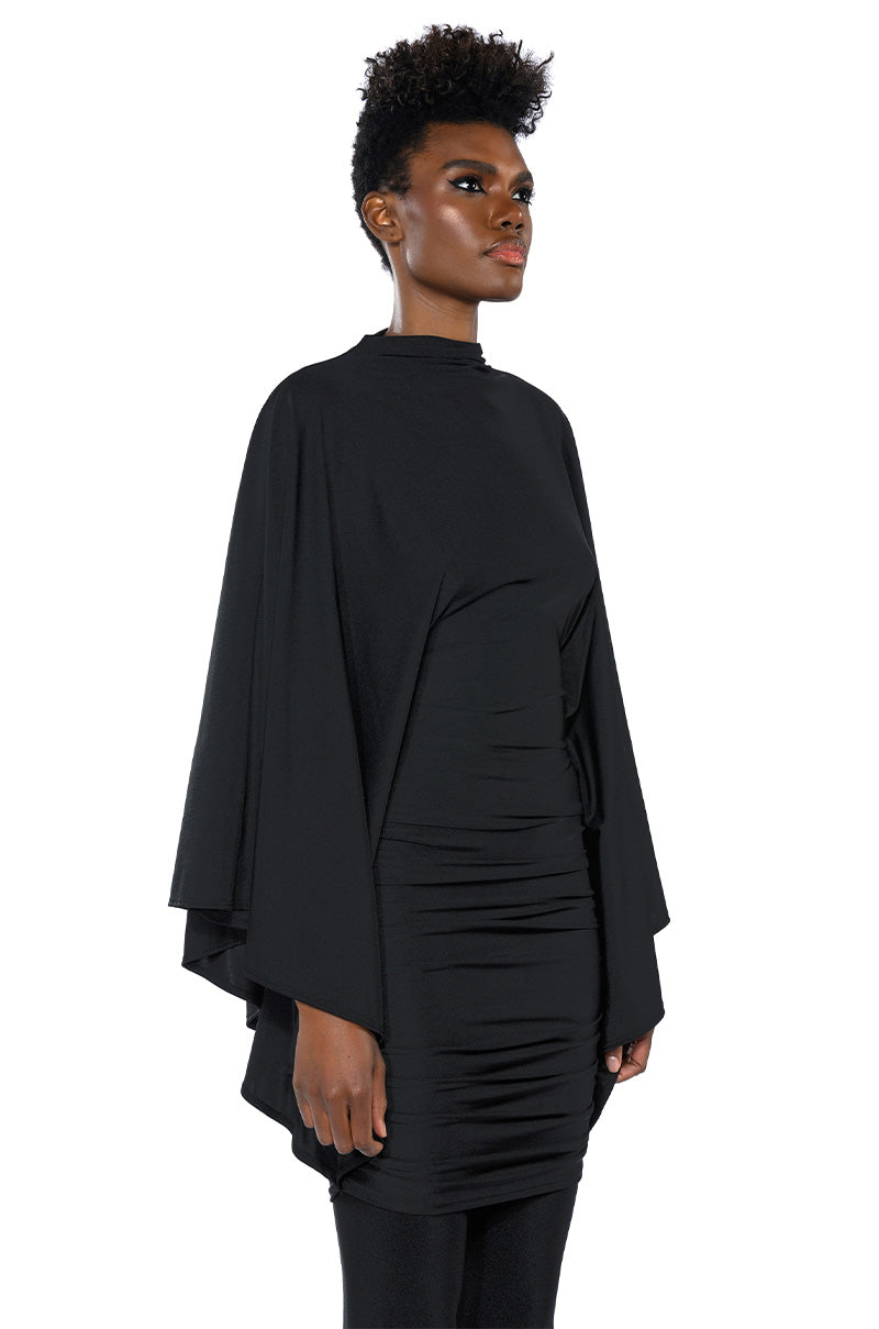 LIKE A STATUE BUTTERFLY SLEEVE MINI DRESS