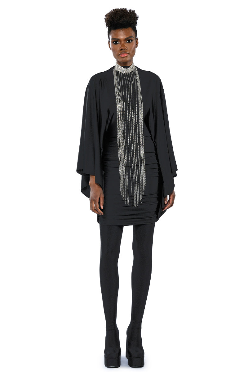 LIKE A STATUE BUTTERFLY SLEEVE MINI DRESS