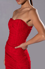 LIKE I SAID STRAPLESS MIDI MESH DRESS