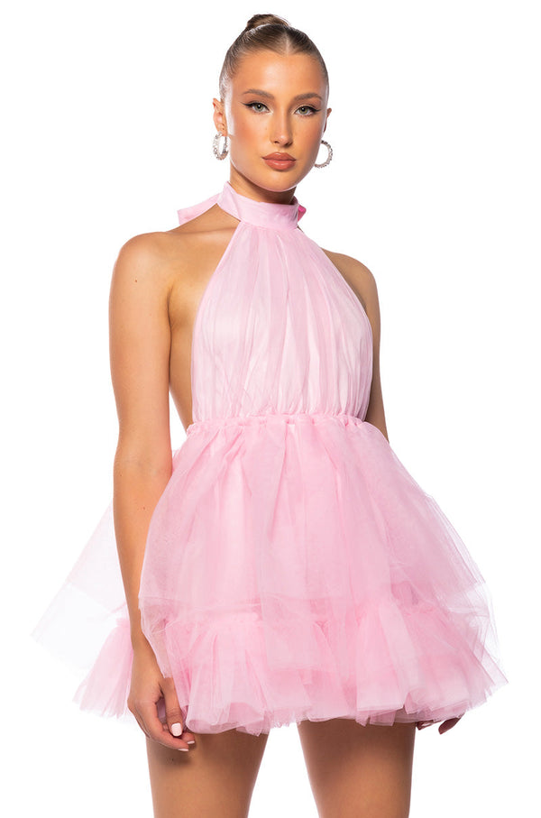 LIKE ITS NOTHING HALTER MINI DRESS