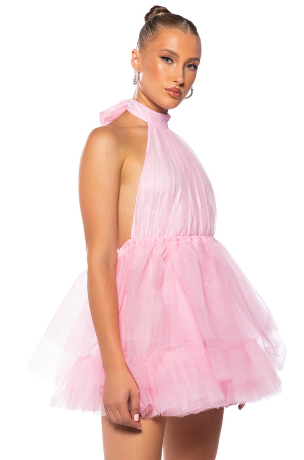 LIKE ITS NOTHING HALTER MINI DRESS