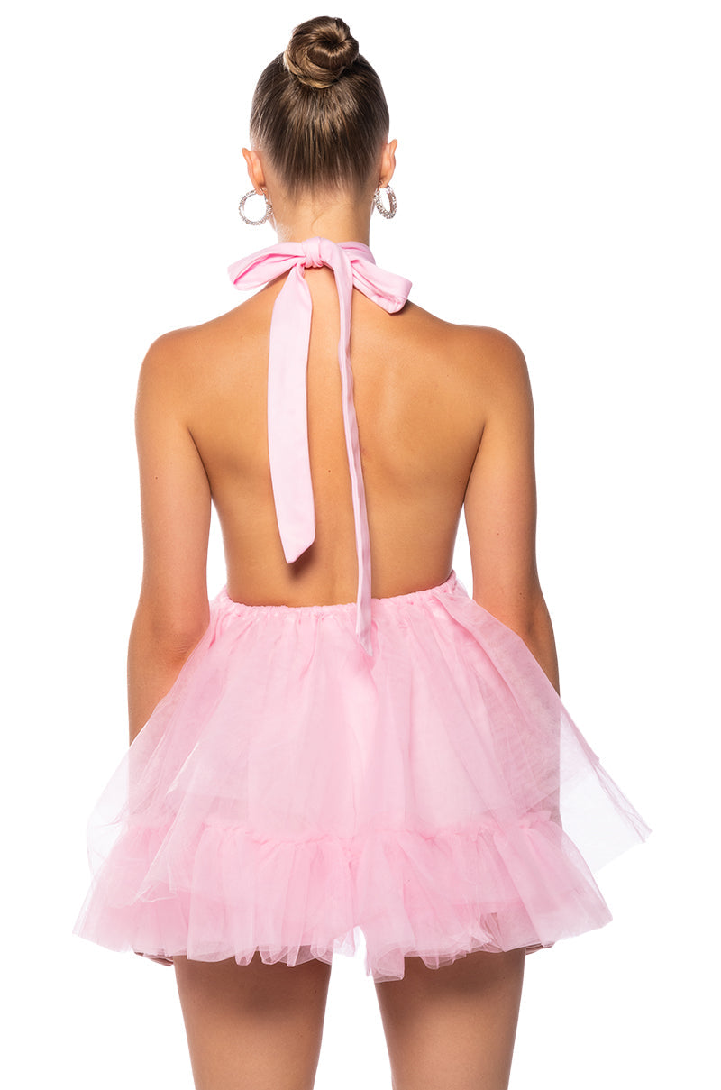 LIKE ITS NOTHING HALTER MINI DRESS