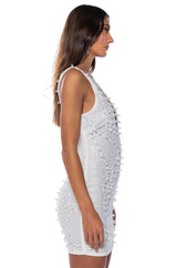 LIKE MAGIC EMBELLISHED DEEP V MINI DRESS