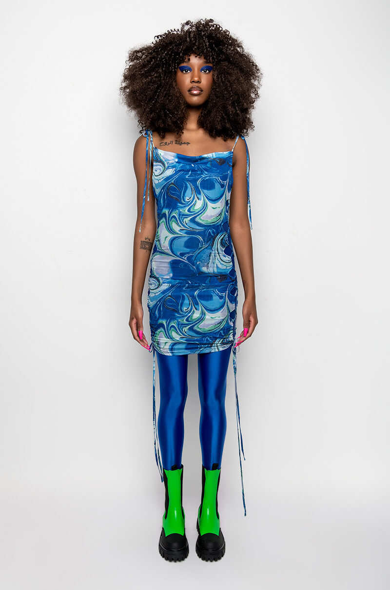 LIL BABY MESH PRINT MINI DRESS