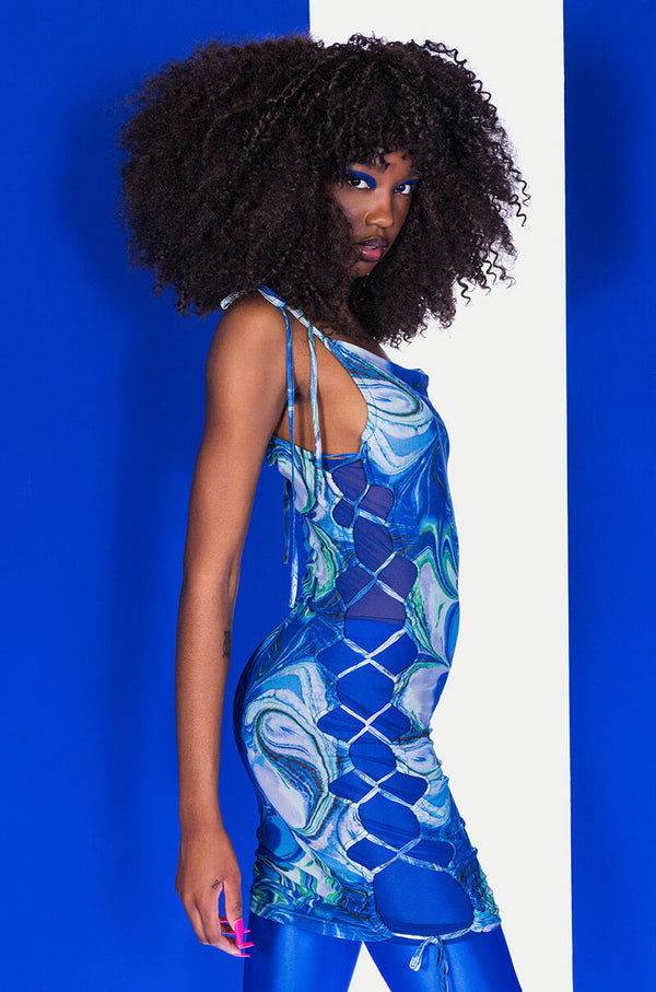 LIL BABY MESH PRINT MINI DRESS