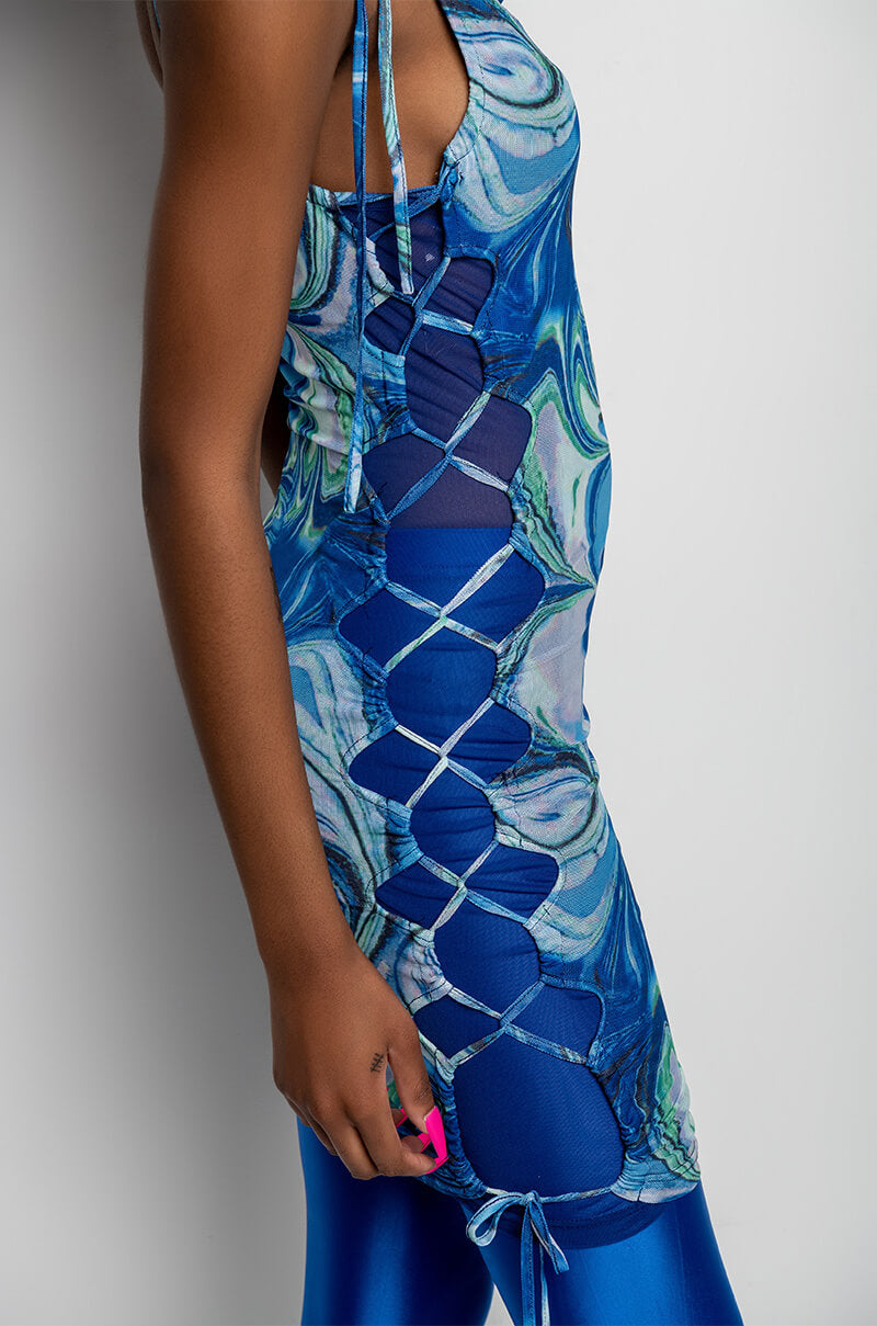 LIL BABY MESH PRINT MINI DRESS