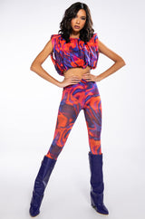 LILA MESH PATTERNED TOP AND LEGGING SET