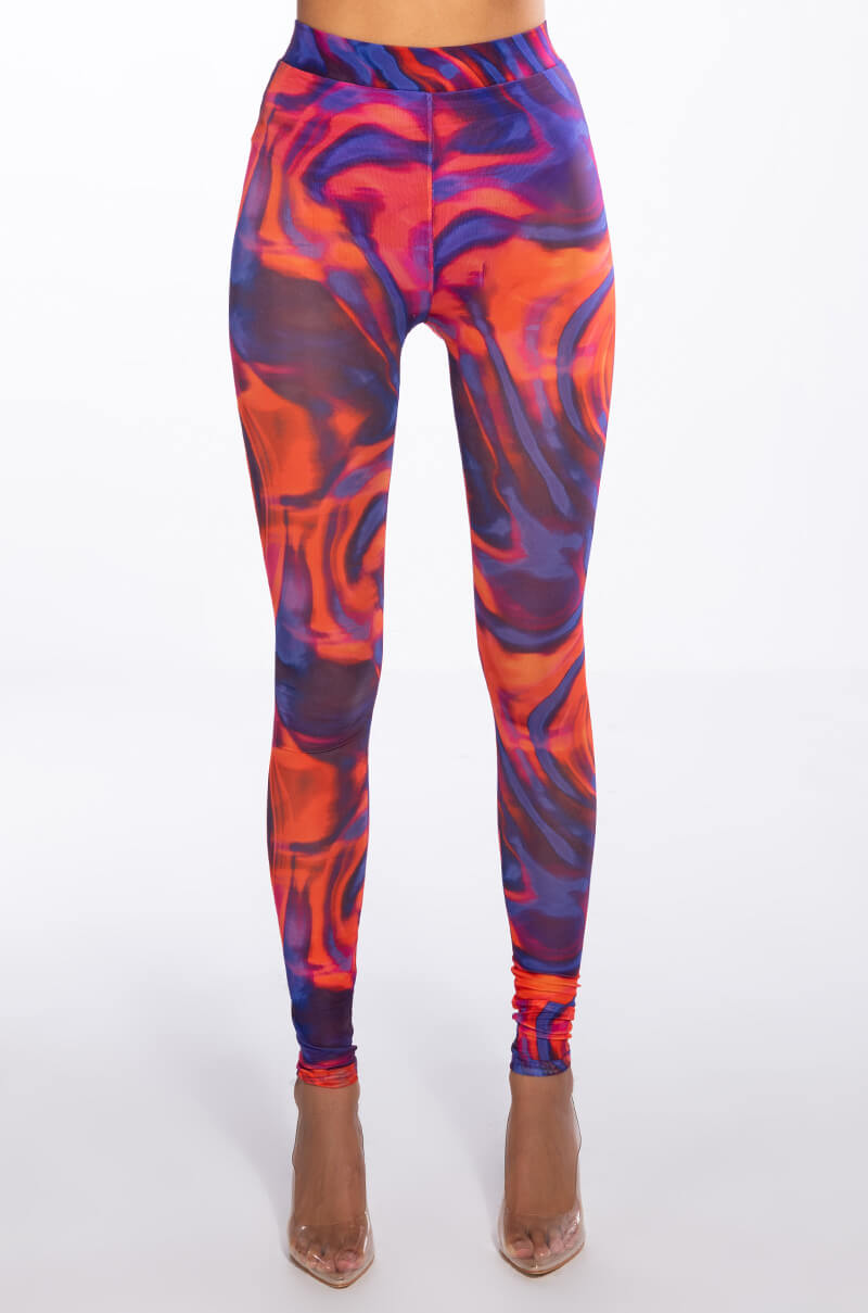 LILA MESH PATTERNED TOP AND LEGGING SET