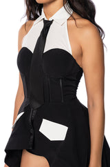 LIMITED EDITION TIE DETAIL LONG SLEEVELESS BLOUSE