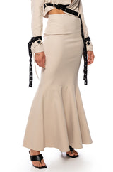 LINDEN FITTED TRUMPET MAXI SKIRT