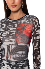 LIPS ARE SEALED LONG SLEEVE MESH T SHIRT