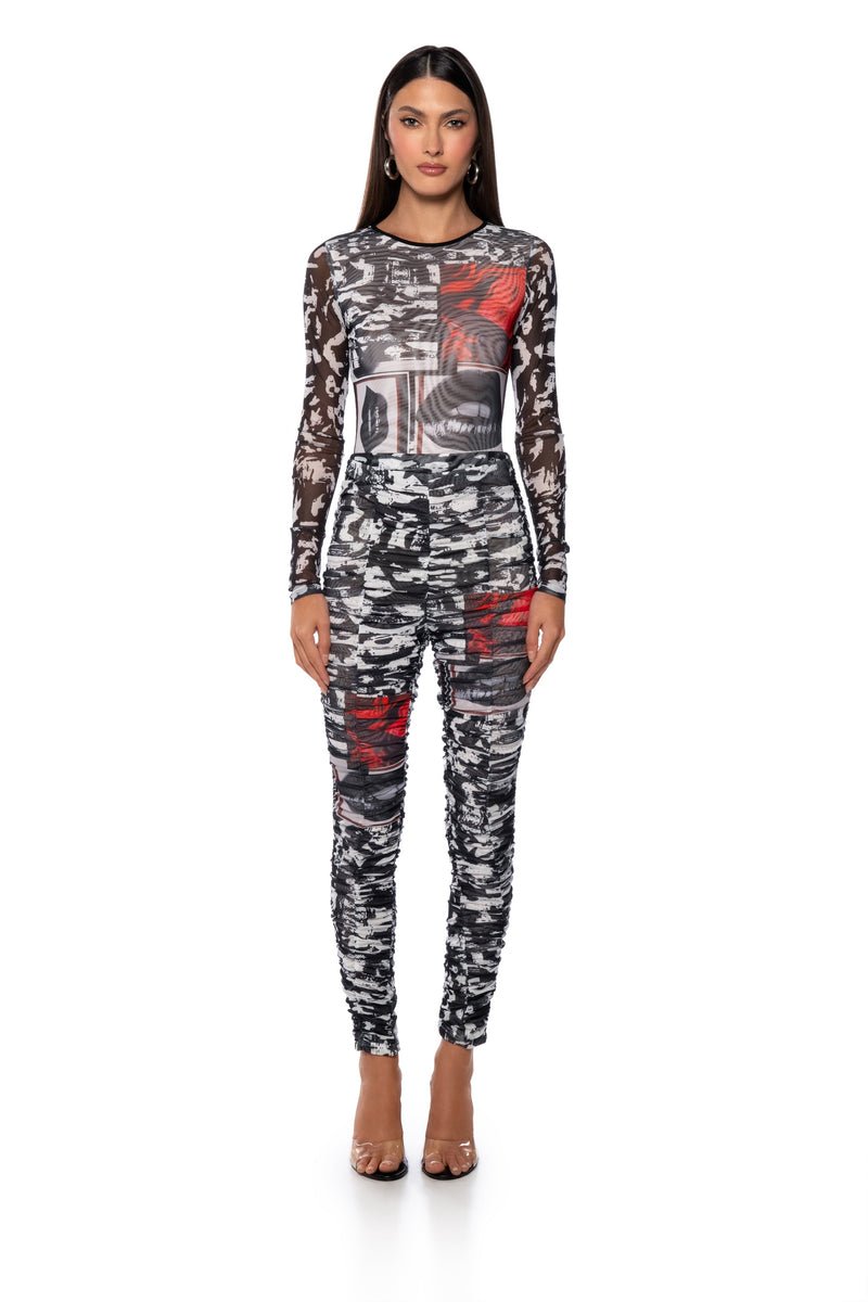 LIPS ARE SEALED LONG SLEEVE MESH T SHIRT
