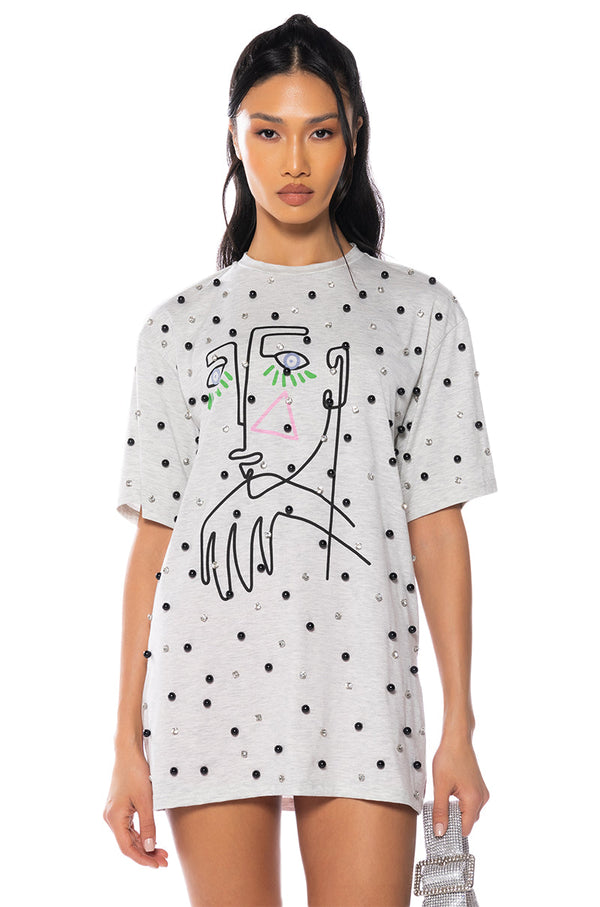 LIVING ART EMBELLISHED OVERSIZED T SHIRT