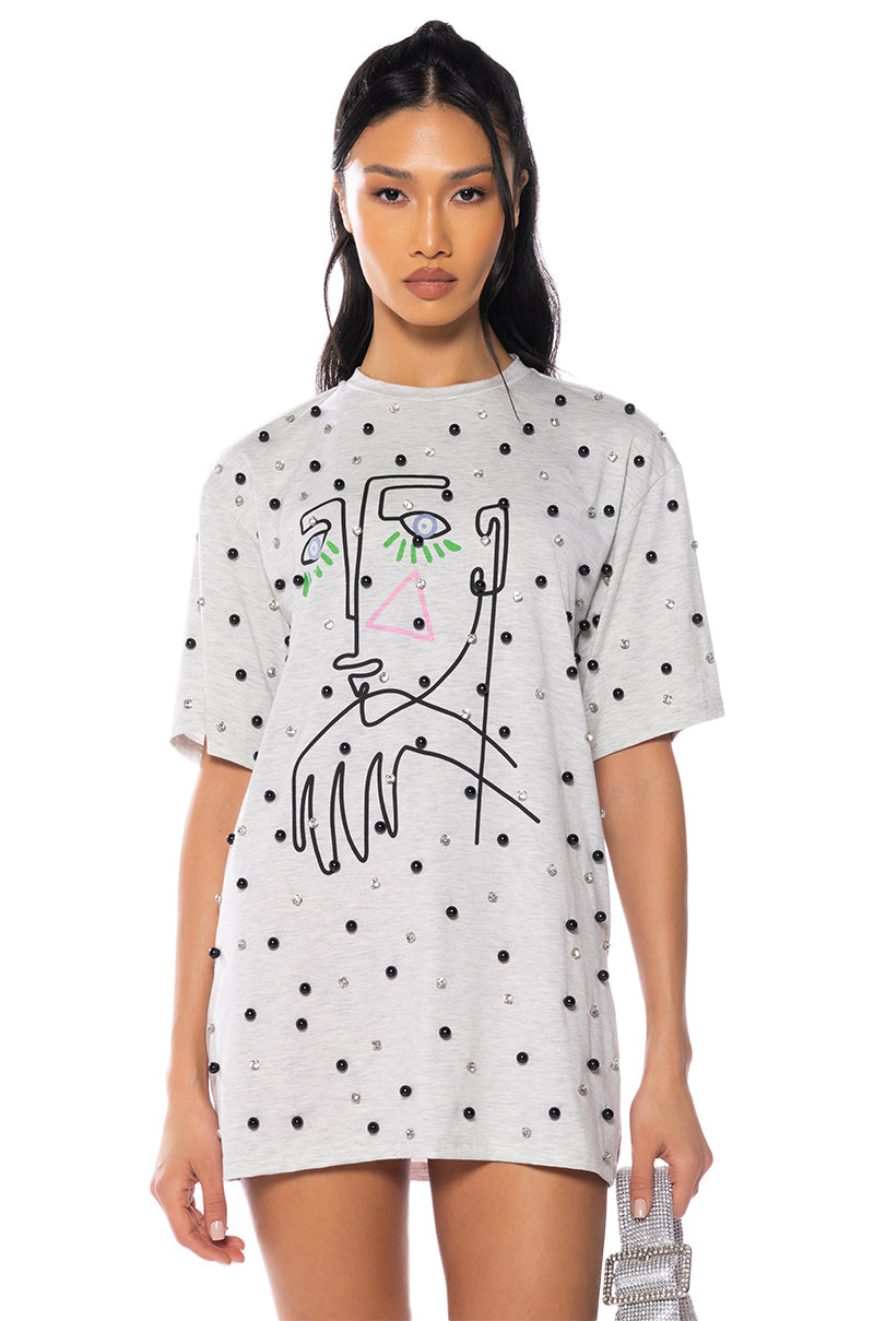 LIVING ART EMBELLISHED OVERSIZED T SHIRT