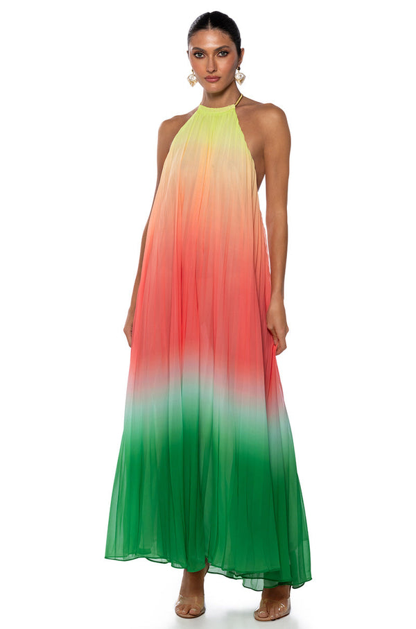 LIVING MY LIFE HALTER NECK OMBRE MAXI DRESS