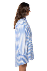 LOGAN STRIPED POPLIN MINI DRESS