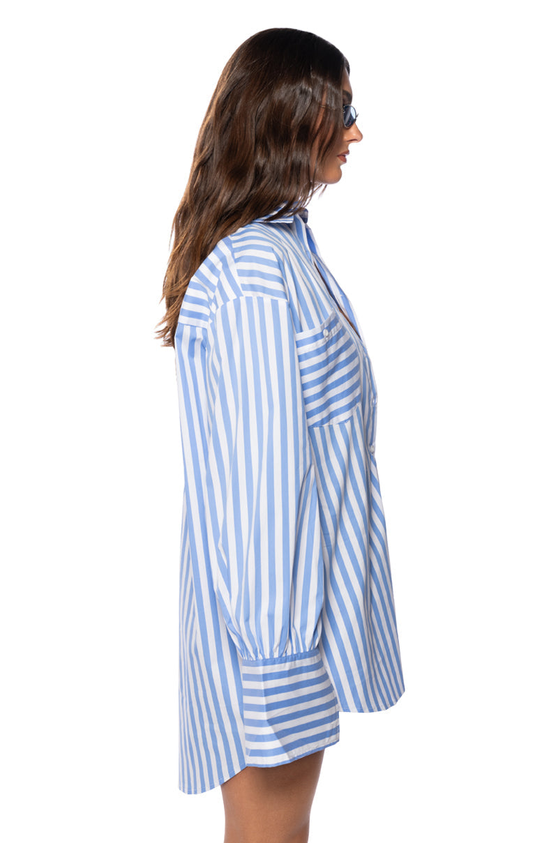 LOGAN STRIPED POPLIN MINI DRESS