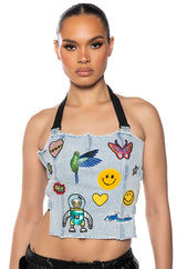 LOLA PATCH HALTER TOP
