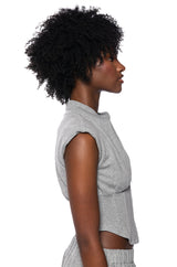 LONDYN SLEEVELESS ZIP UP CORSET SWEATSHIRT IN GREY