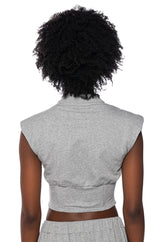 LONDYN SLEEVELESS ZIP UP CORSET SWEATSHIRT IN GREY