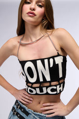 LOOK BUT DONT TOUCH HALTER NECK TOP