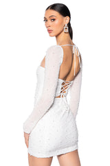 LOOK EXPENSIVE LONG SLEEVE EMBELLISHED MINI DRESS