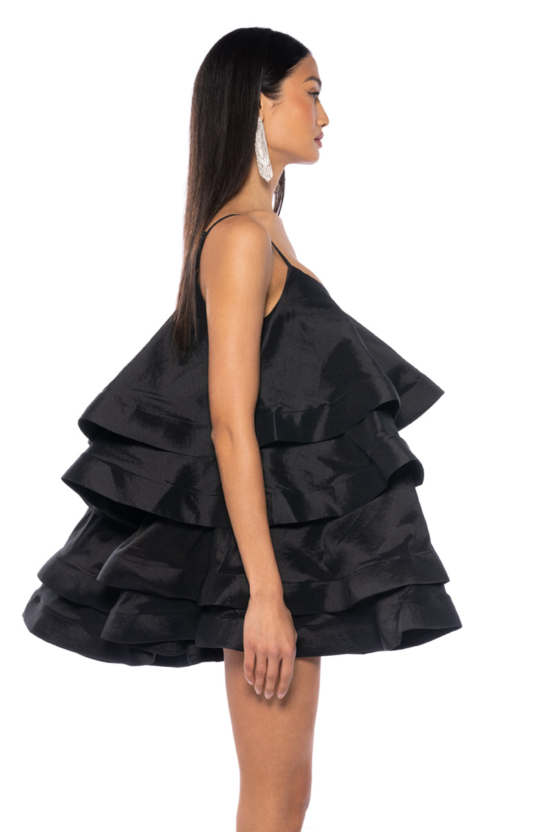 LOOKING FOR LUST RUFFLE MINI DRESS IN BLACK