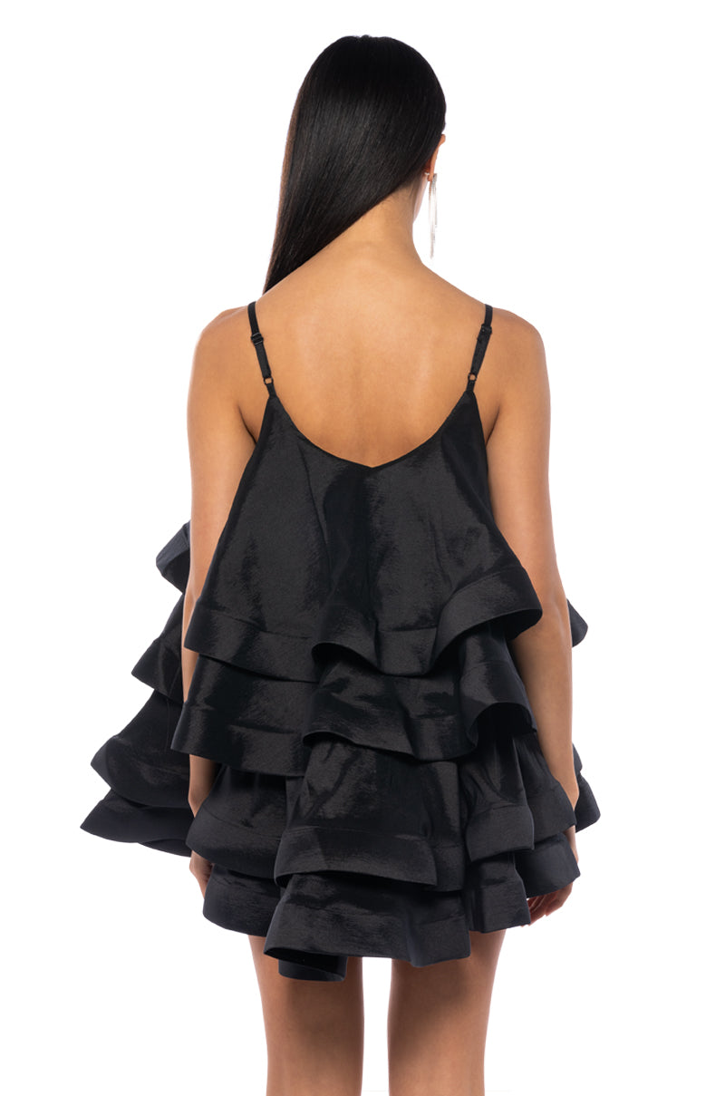 LOOKING FOR LUST RUFFLE MINI DRESS IN BLACK