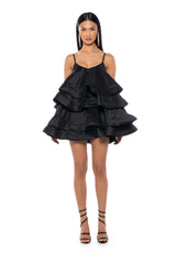 LOOKING FOR LUST RUFFLE MINI DRESS IN BLACK
