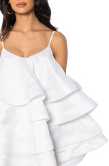 LOOKING FOR LUST RUFFLE MINI DRESS IN WHITE