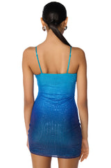 LOSE THE BLUES EMBELLISHED MINI DRESS
