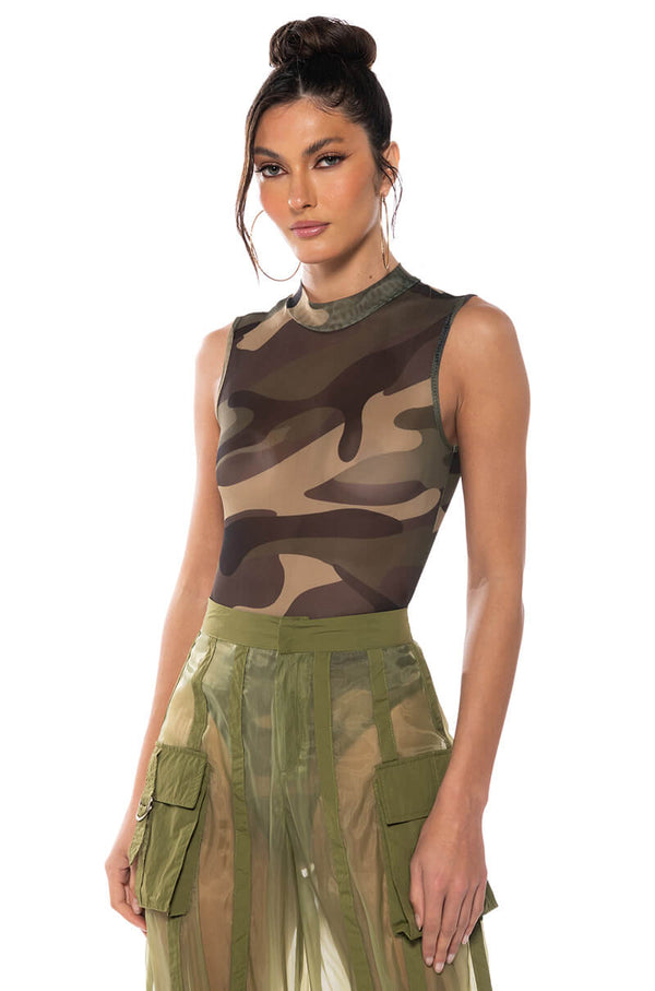 LOST IN LIFE SLEEVELESS MESH BODYSUIT