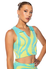 LOST IN TIME COLLARED KNIT TANK TOP