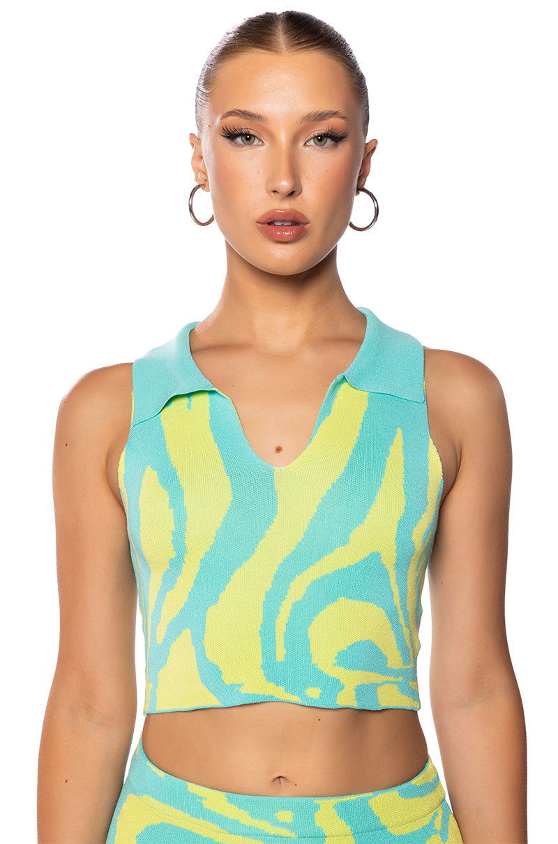 LOST IN TIME COLLARED KNIT TANK TOP