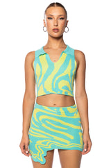 LOST IN TIME COLLARED KNIT TANK TOP