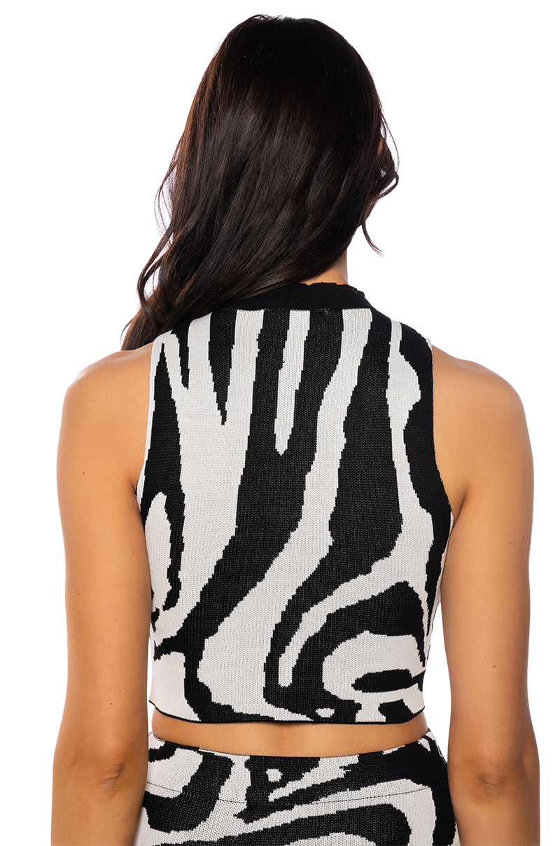 LOST IN TIME HIGH NECK KNIT TANK