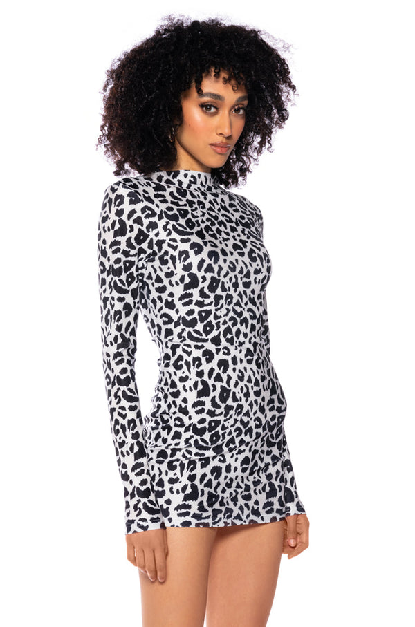 LOTUS ANIMAL PRINT BODYCON MINI DRESS