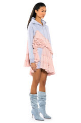 LOU LOU RUFFLE DETAIL HOODIE DRESS