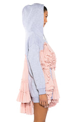 LOU LOU RUFFLE DETAIL HOODIE DRESS