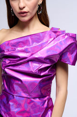 LOVE EVERLASTING ONE SHOULDER IRIDESCENT TOP