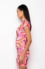 LOVE IT MY MEDICINE MESH PRINT MIDI DRESS