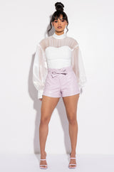 LOVE LANGUAGE BANDAGE BLOUSE WITH ORGANZA SLEEVES