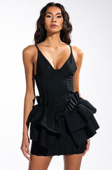 LOVE ME OR HATE ME BANDAGE MINI DRESS WITH RUFFLE