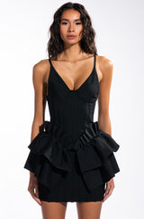 LOVE ME OR HATE ME BANDAGE MINI DRESS WITH RUFFLE