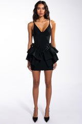 LOVE ME OR HATE ME BANDAGE MINI DRESS WITH RUFFLE