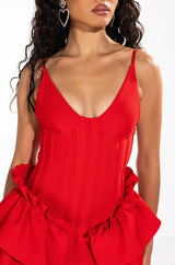 LOVE ME OR HATE ME BANDAGE MINI DRESS WITH RUFFLE