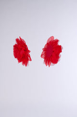 LOVE YOU STATEMENT FLOWER STUD EARRING IN RED