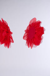 LOVE YOU STATEMENT FLOWER STUD EARRING IN RED