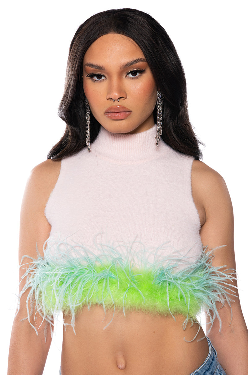 LOVER SLEEVELESS FEATHER TOP